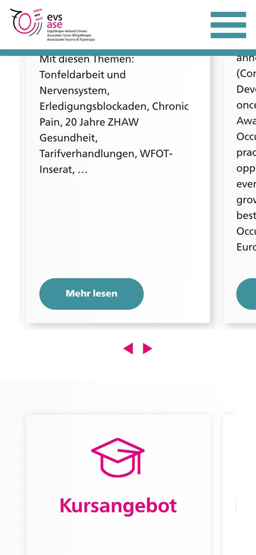 Ergotherapie-Verband on a phone, scrolled