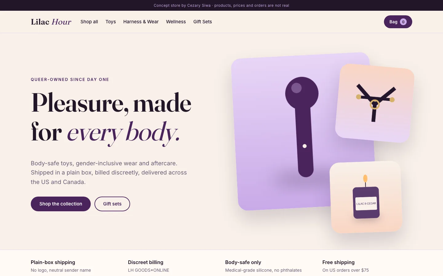 Lilac Hour concept store homepage