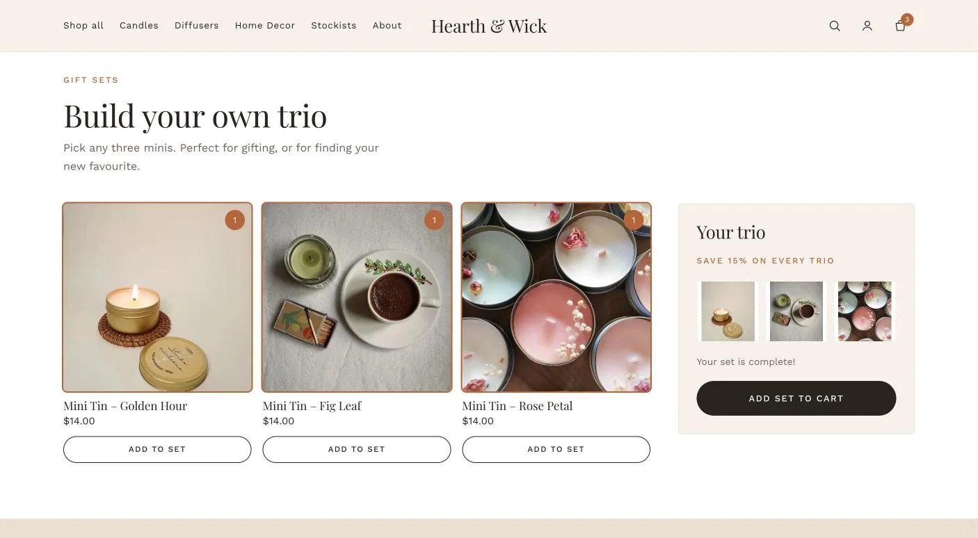 Build your own trio section with three minis picked