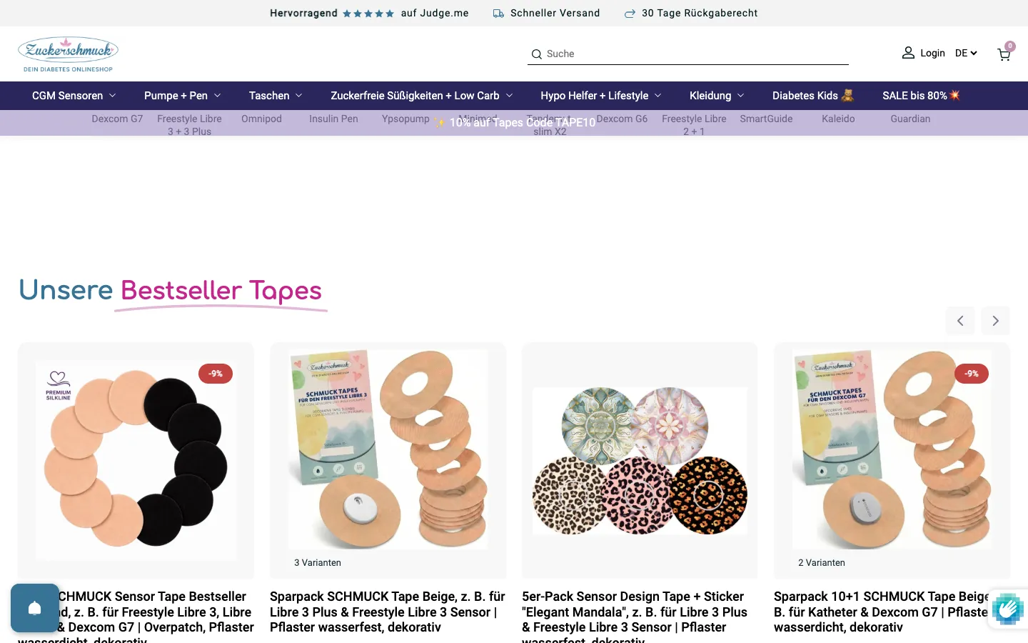 Zuckerschmuck, further down the homepage