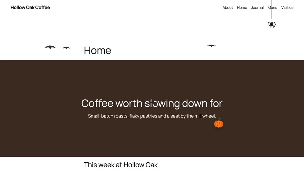 Pumpkin Hunt plugin on a demo site